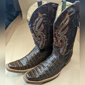Javier Del Norte Boots men's size US 10.5 Mex 29.5. Alligator embossed brown lea